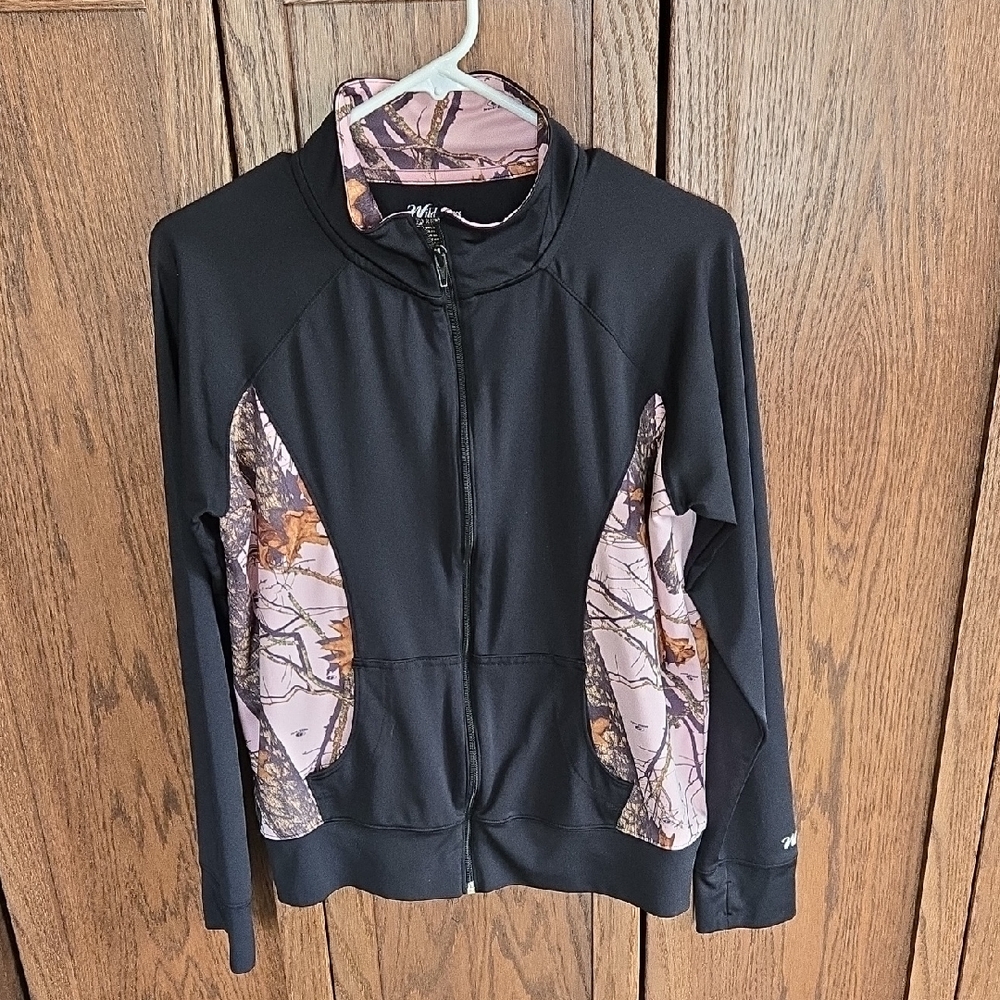 Black Bomber Jacket with Pink Camo Accents